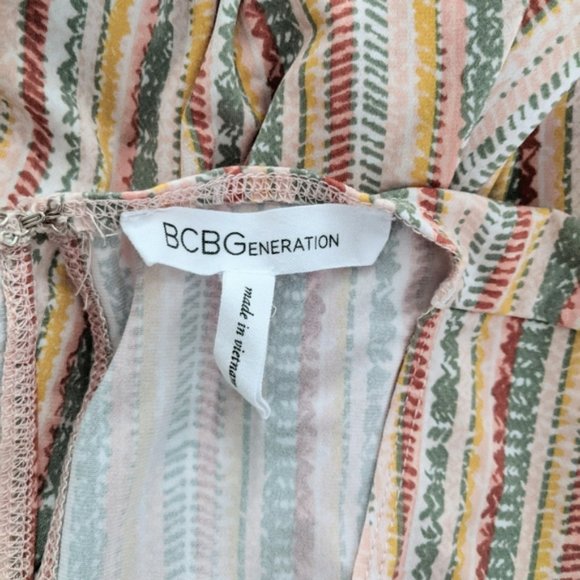 BCBGeneration striped pink crossover Jersey romper - Picture 6 of 7